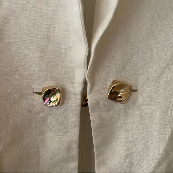Karina Grimaldi Cecile Jacket blazer Off White linen gold buttons Revolve New - Picture 9 of 13